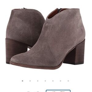 Frye Nora Zip Taupe Suede Ankle Boots 7.5